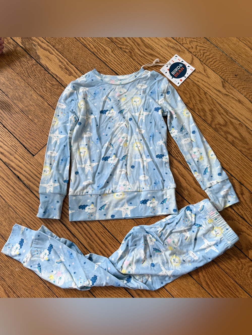 Bird & Bean Blue Star & Cloud Pajama Set - Size 2 - NWT